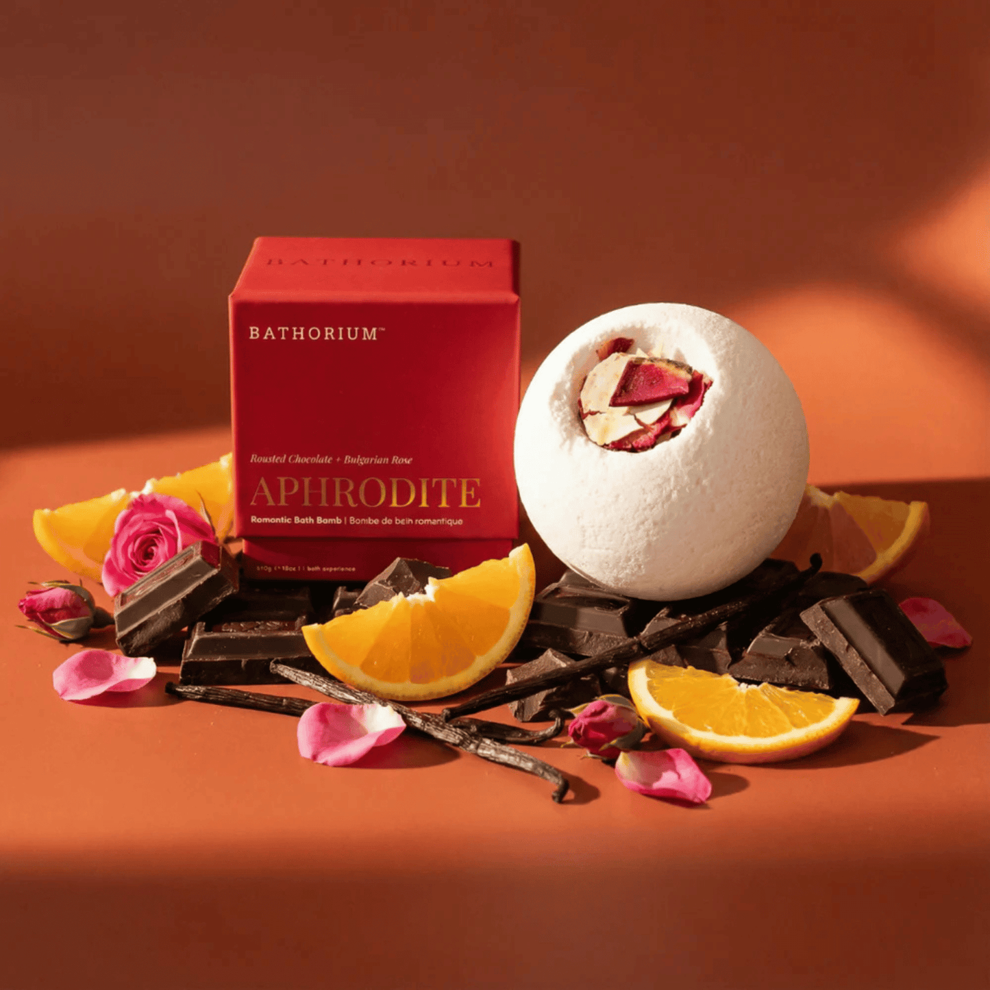 Alternate Image of Aphrodite Bath Bomb, white bath bomb with rose petals