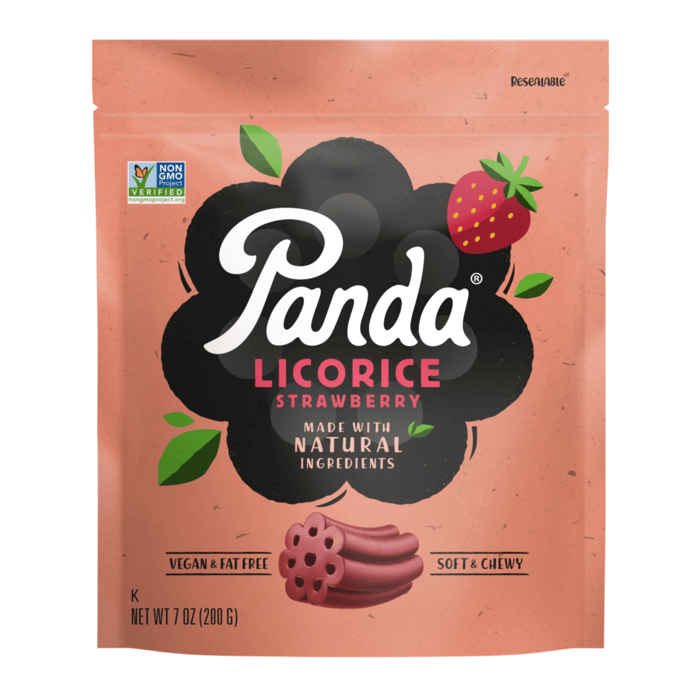 Primary Image of Strawberry Licorice Pieces, pink candy bag