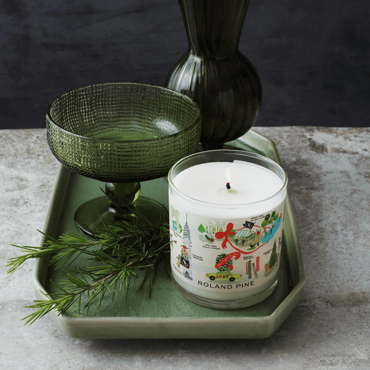 Alternate Image of Holiday in New York Roland Pine Glass Candle