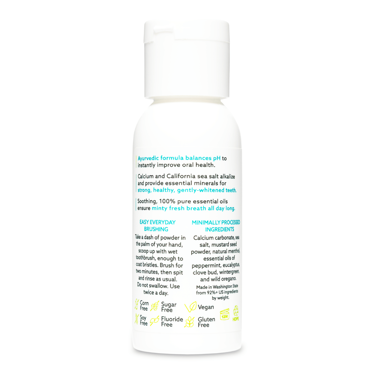 Alternate Image of Mild Mint Tooth Powder, white flip top bottle