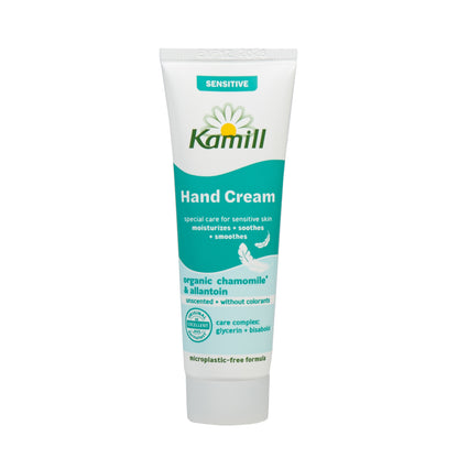 Primary Image of Sensitive Hand Creme (30 ml), blue and white tube
