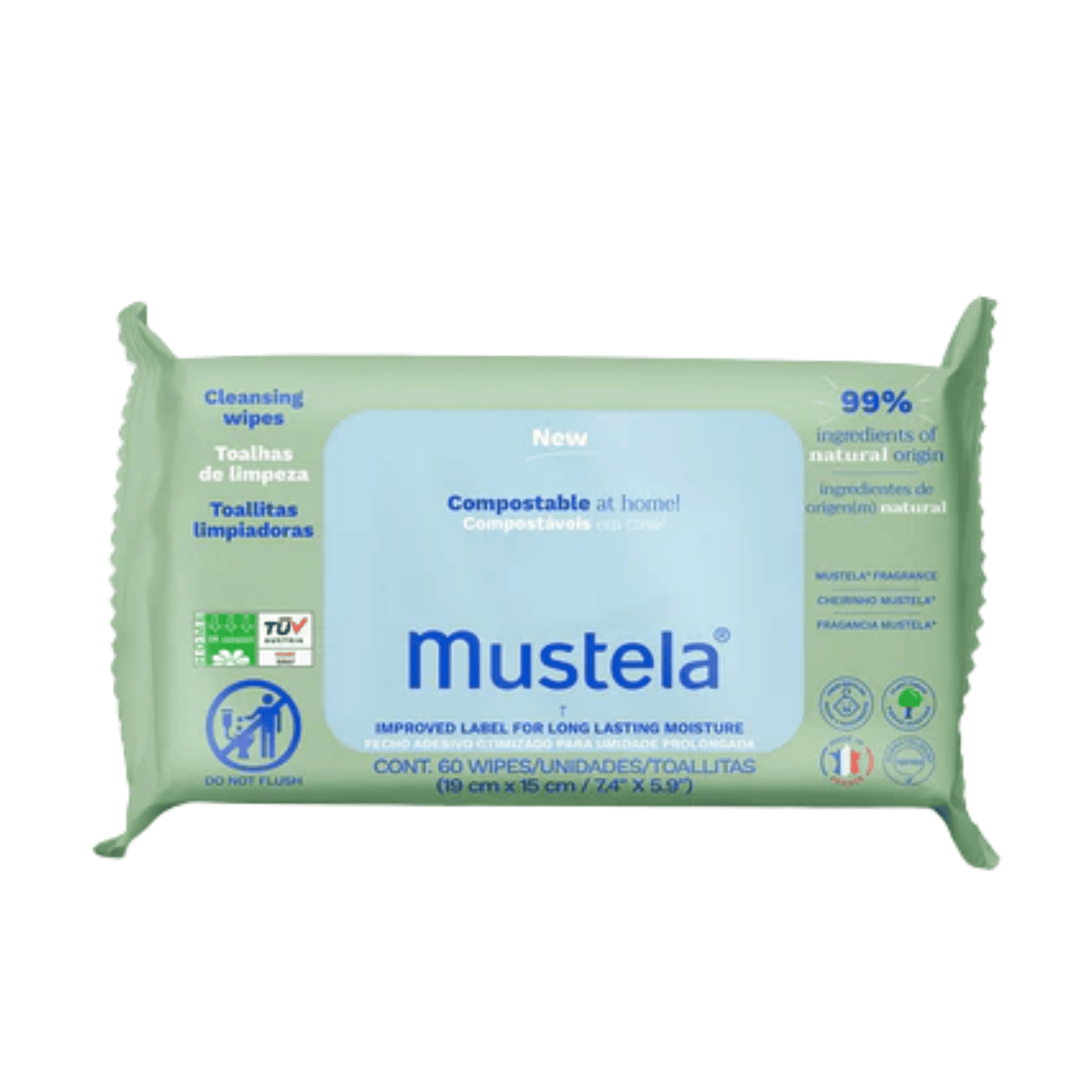 Primary image of Mustela Original Compostable Cleansing Wipes front