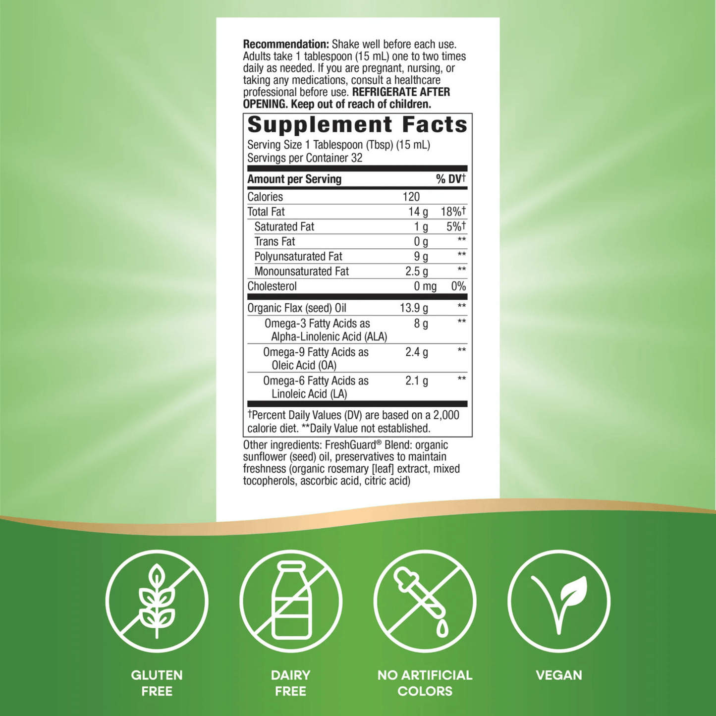 Alternate image of Nature's Way Organic Flax Oil (16 oz)