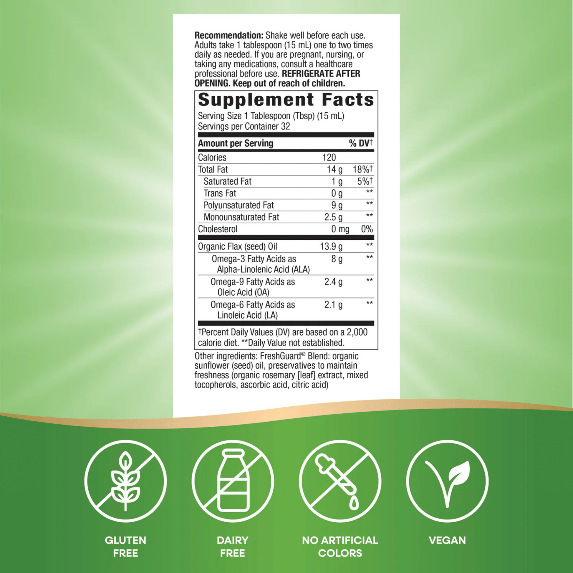 Alternate image of Nature's Way Organic Flax Oil (16 oz)