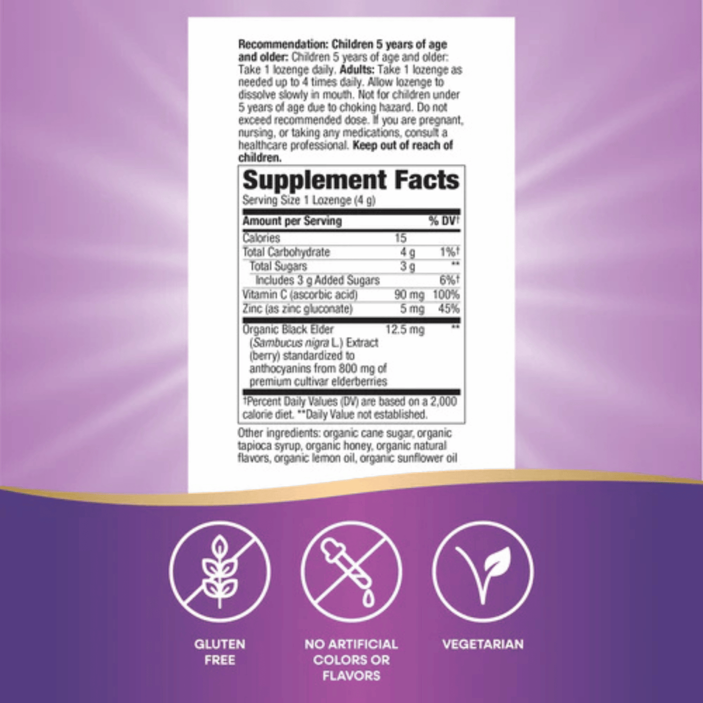 Alternate image of Nature's Way Organic Sambucus Immune Honey Lemon Lozenges  (24 ct)