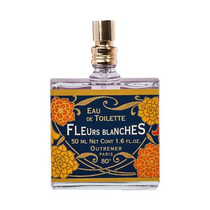 Primary Image of Fleurs Blanche Eau de Toilette, square perfume bottle with illustrated label