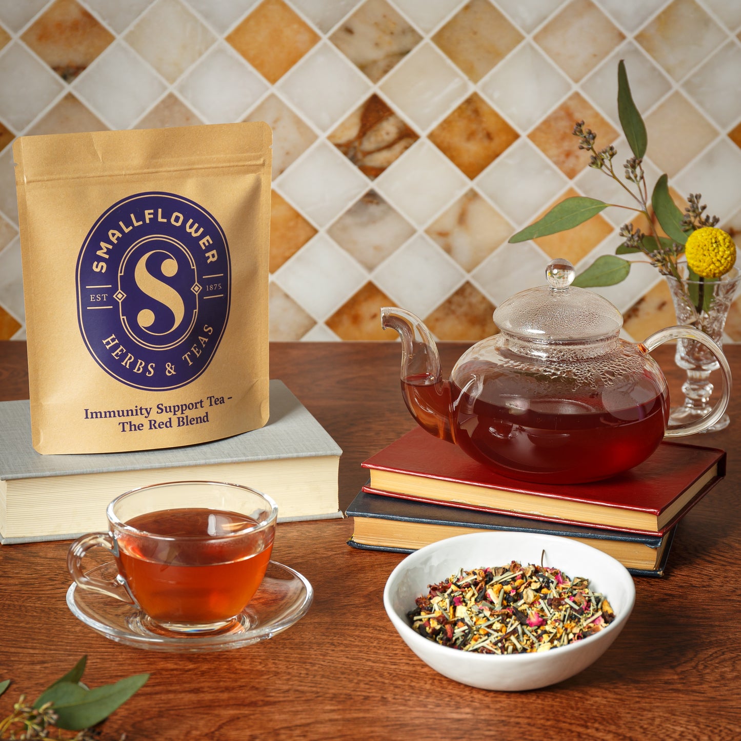 Lifestyle Image of Smallflower Immunity Support Red Blend Tea