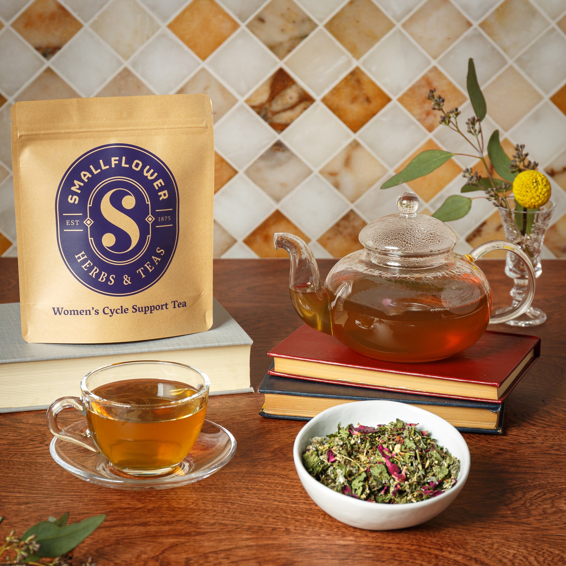 Lifestyle Image of Smallflower Women's Cycle Support Tea