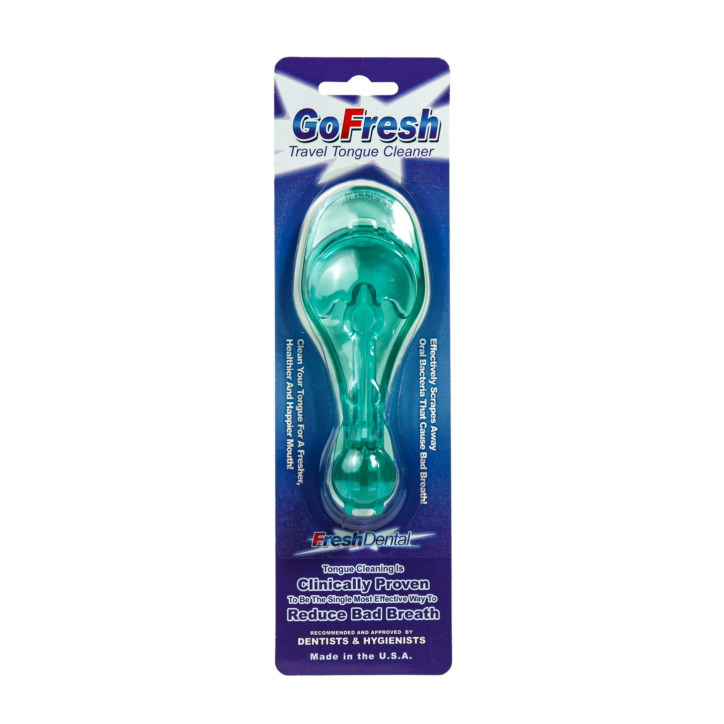 Primary Image of GoFresh Travel Tongue Cleaner, green folding tongue cleanre