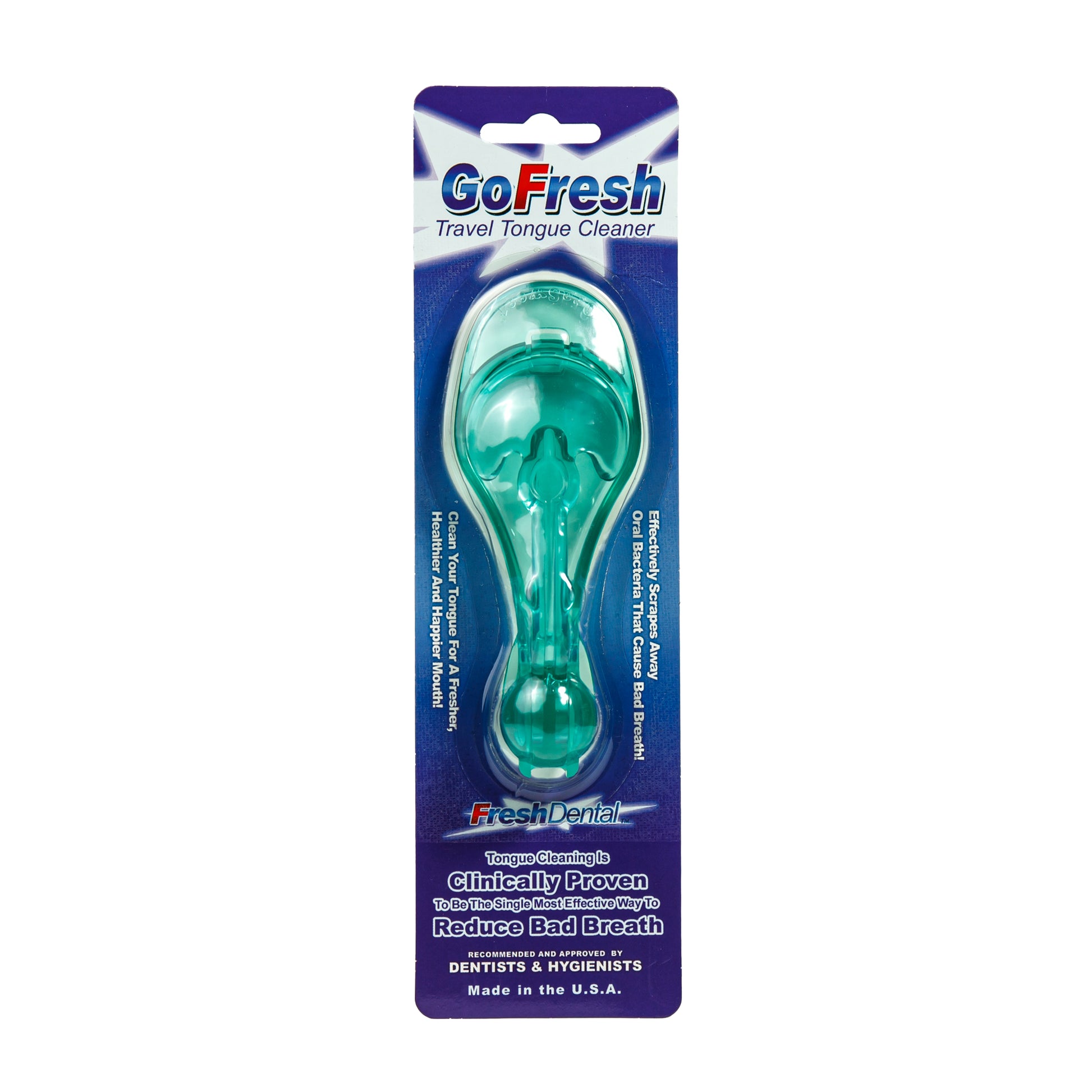 Primary Image of GoFresh Travel Tongue Cleaner, green folding tongue cleanre
