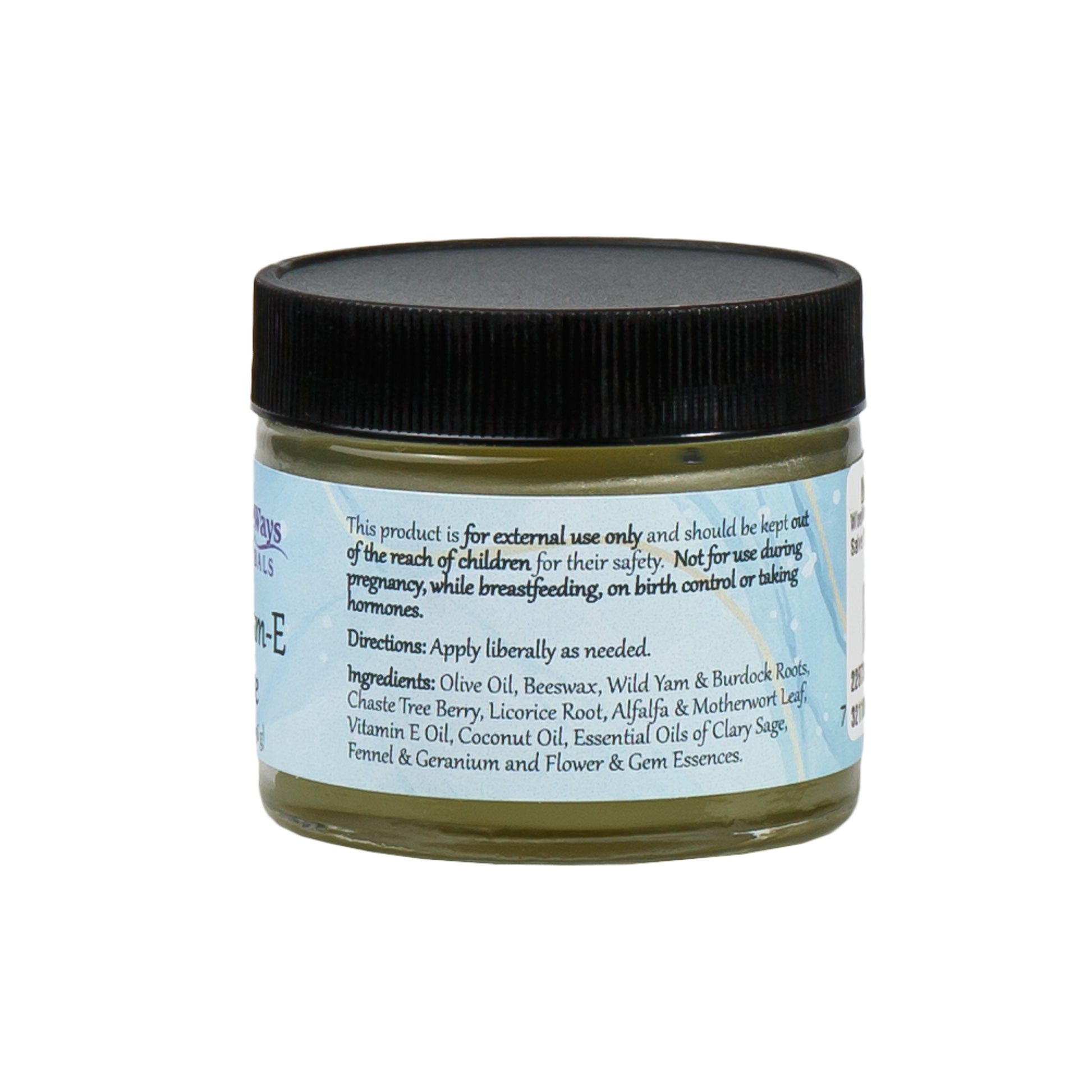 Alternate Image of Wild Yam-E Salve, glass jar with blue label and black lid
