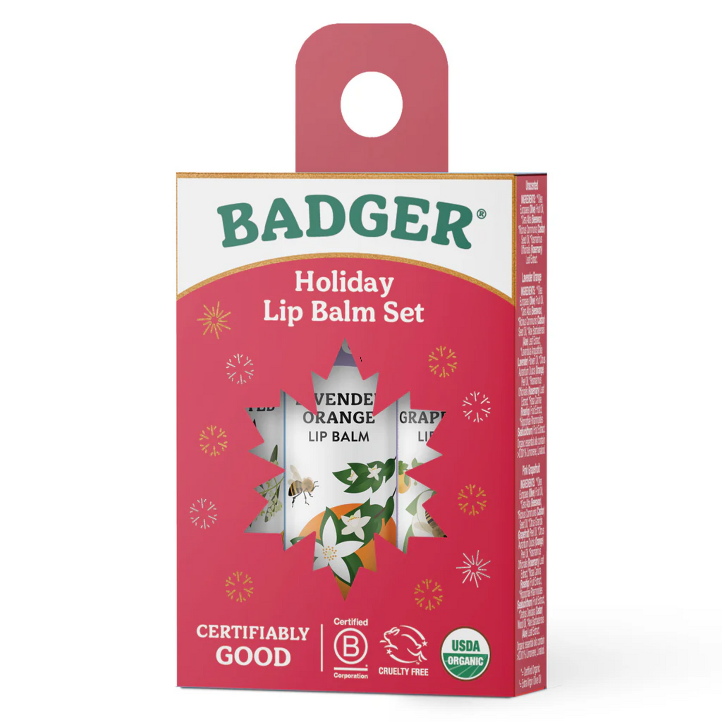 Badger Holiday Red Lip Balm Set (3 x 4.2 g ) #10088519