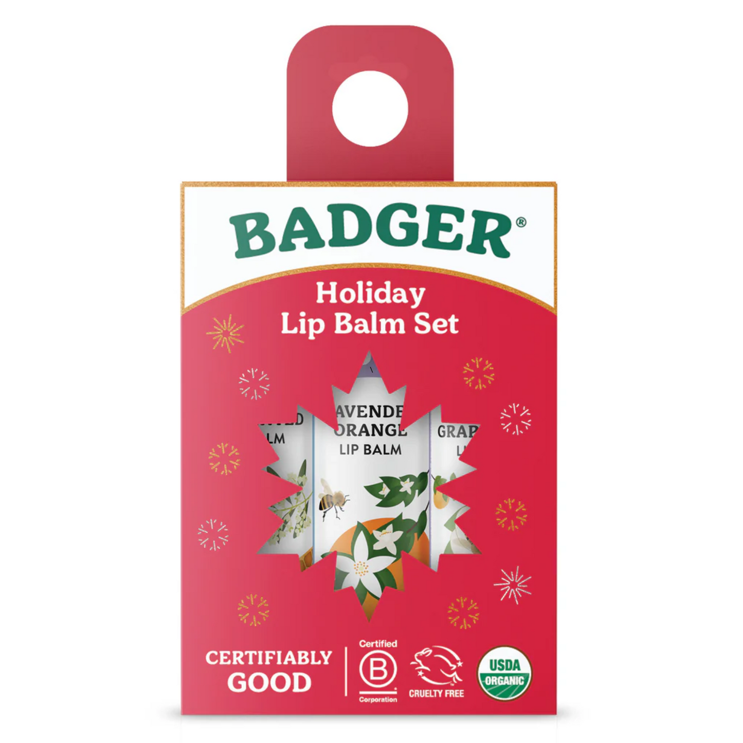 Badger Holiday Red Lip Balm Set (3 x 4.2 g ) #10088519