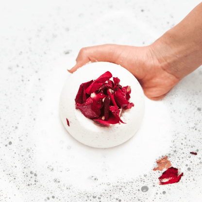 Alternate Image of Aphrodite Bath Bomb, white bath bomb with rose petals