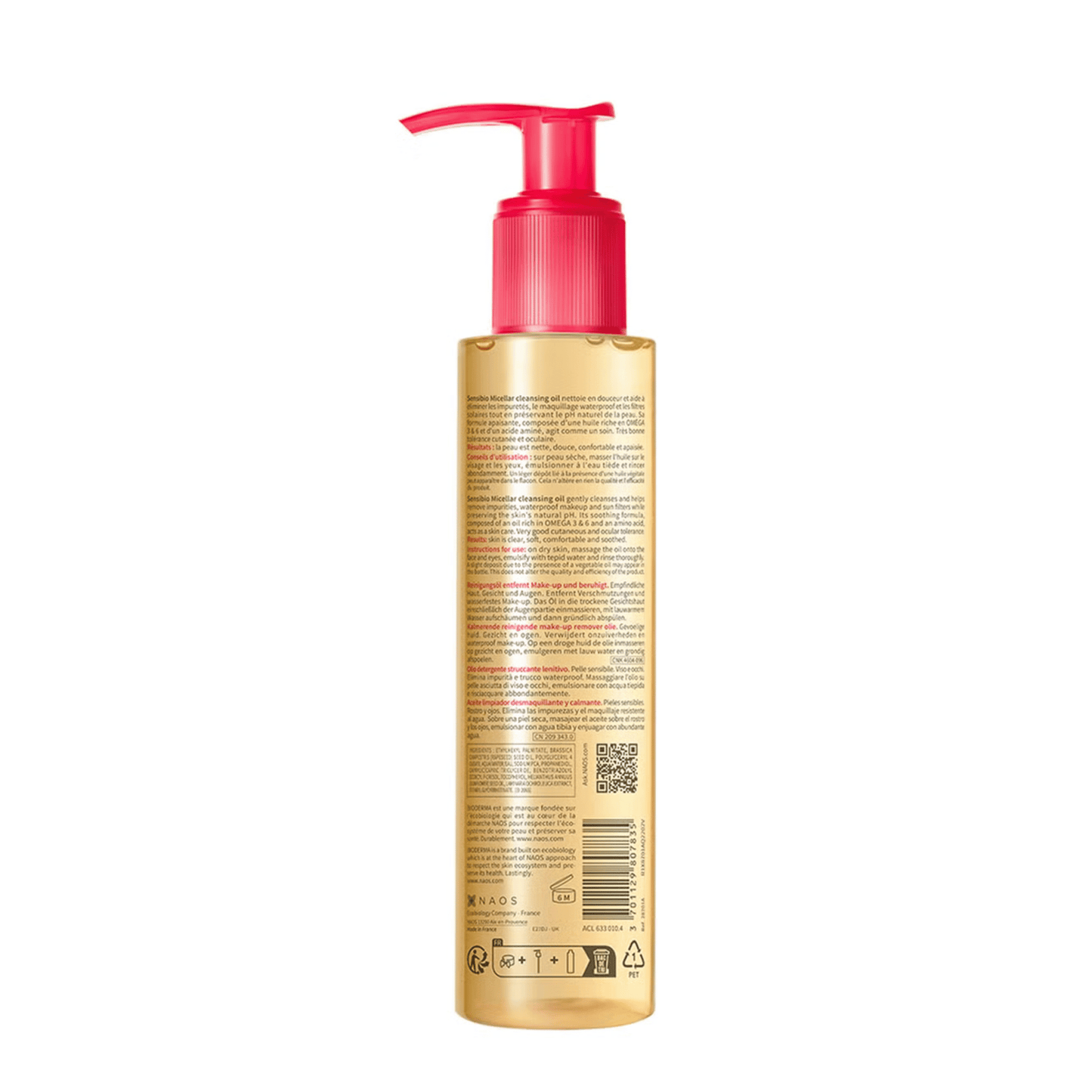 Alternate Image of Sensibio Micellar Cleansing Oil, clear and pink pump top cleanser bottle