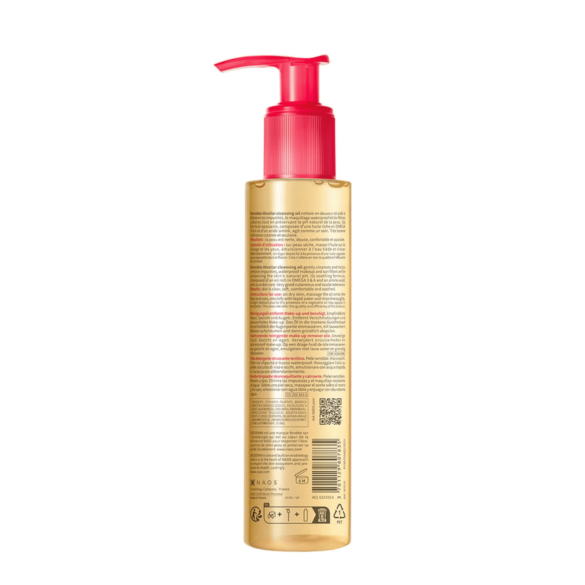 Alternate Image of Sensibio Micellar Cleansing Oil, clear and pink pump top cleanser bottle