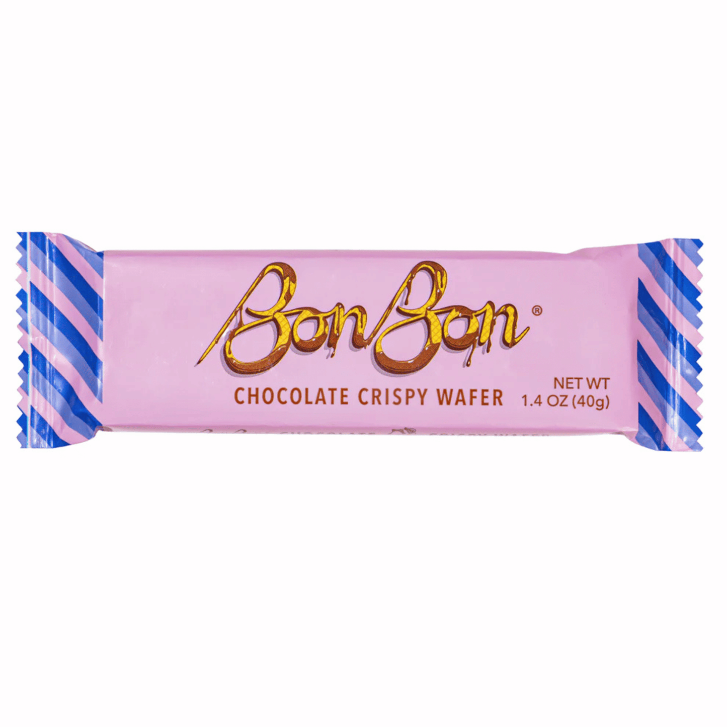 Primary Image of Chocolate Crispy Wafer Bar, pink and blue wrapped chocolate bar