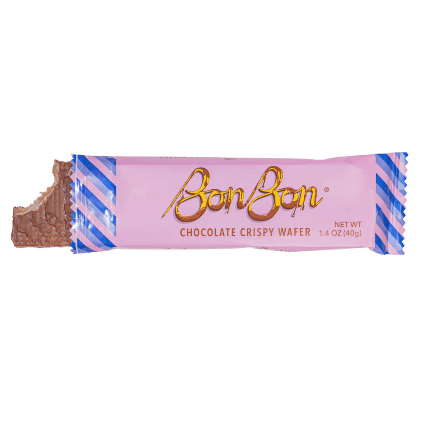 Alternate Image of Chocolate Crispy Wafer Bar, pink and blue wrapped chocolate bar open