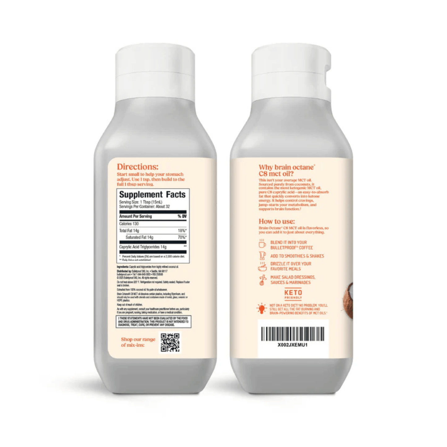 Alternate Image of Brain Octane Oil 16oz, white bottle with orange label