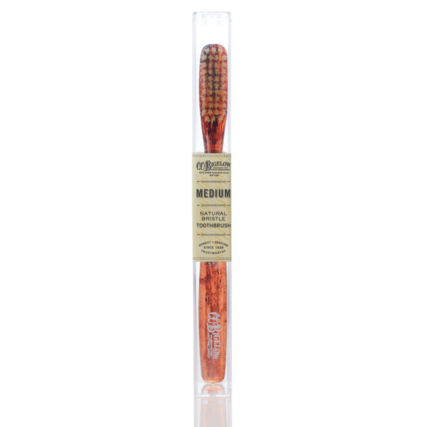 Primary Image of Natural Bristle Toothbrush - Medium Tortoise, tortoise color handle toothbrush