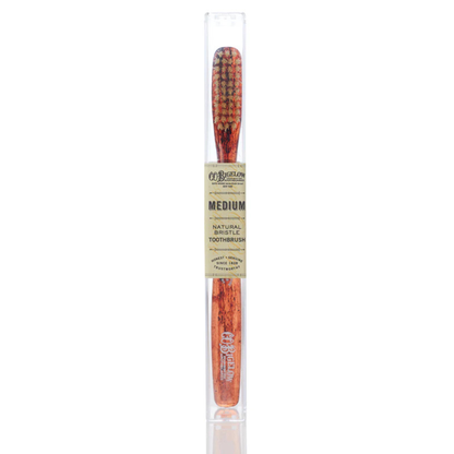 Primary Image of Natural Bristle Toothbrush - Medium Tortoise, tortoise color handle toothbrush