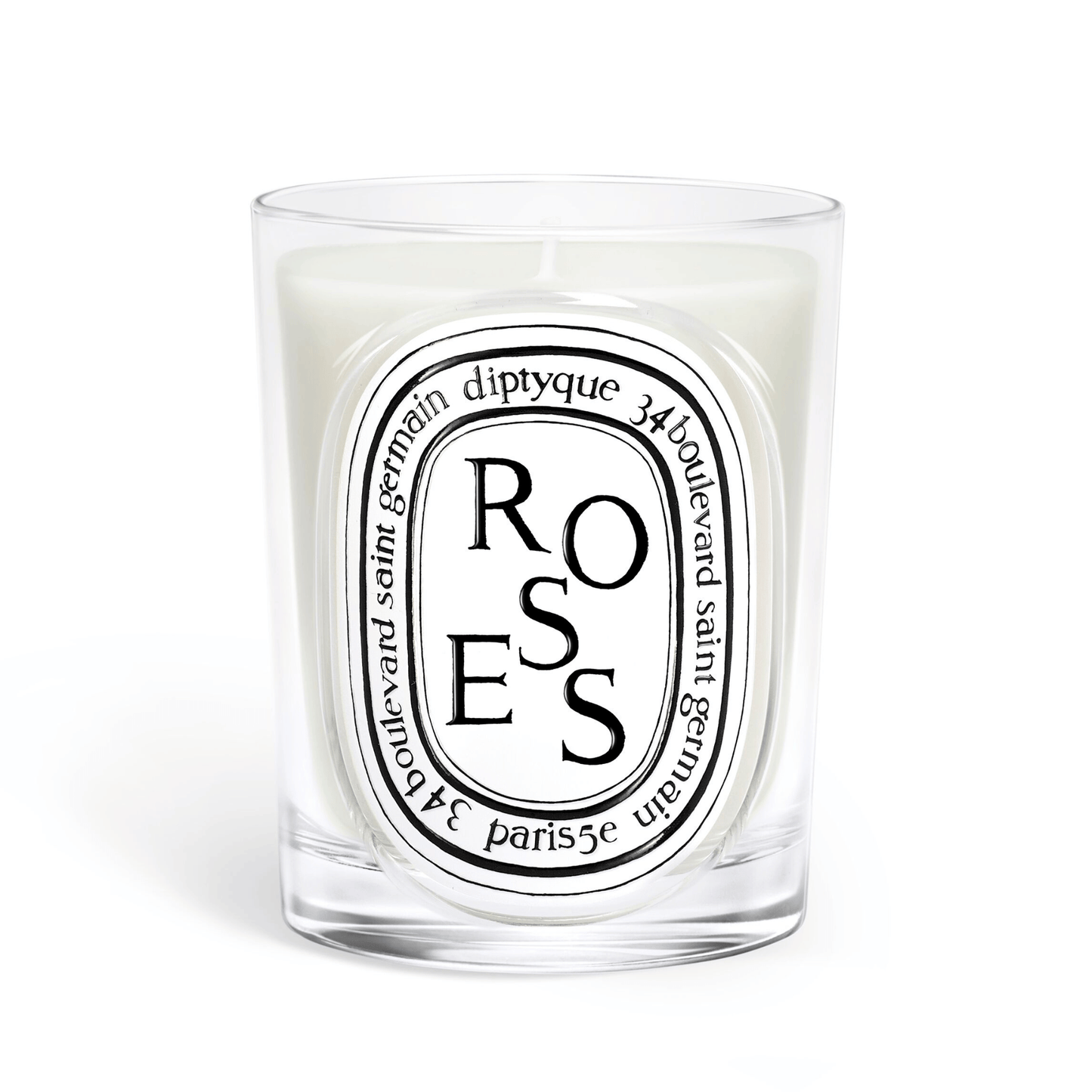 Primary Image of Roses Classic Candle, clear glass candle