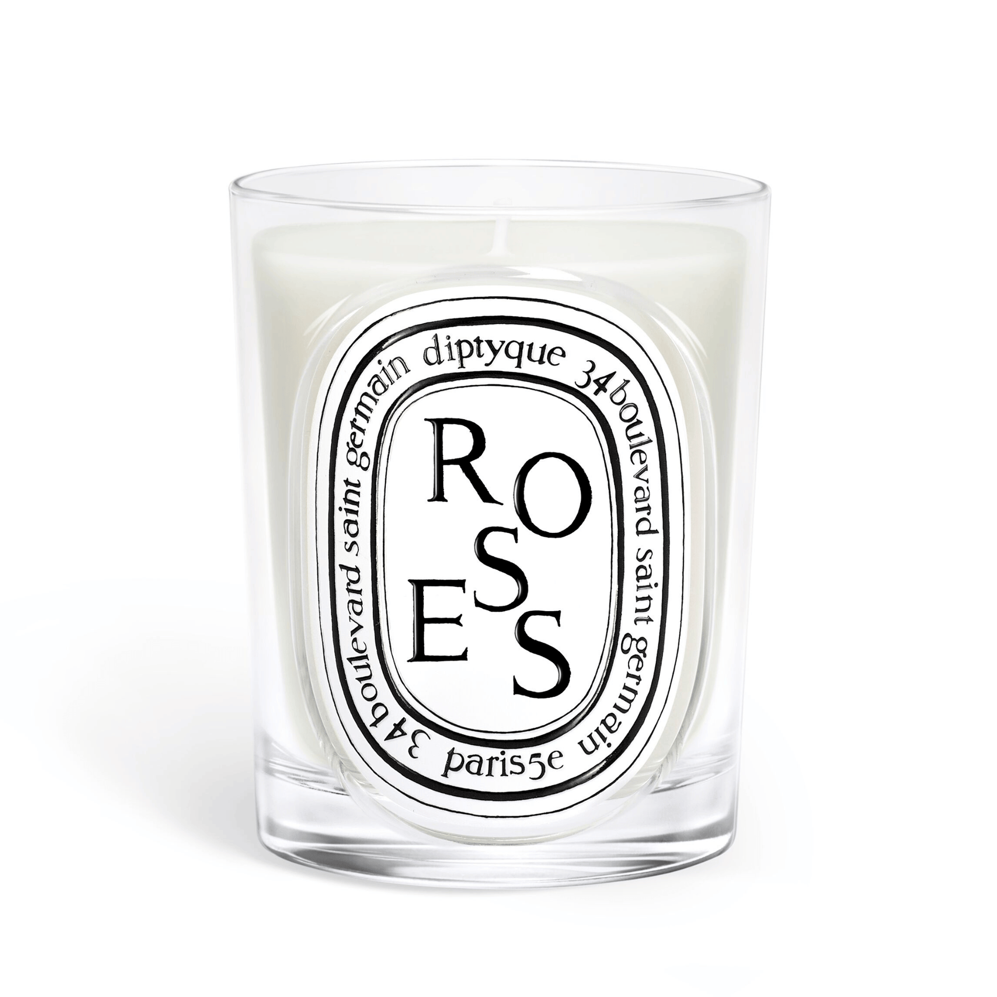 Primary Image of Roses Classic Candle, clear glass candle