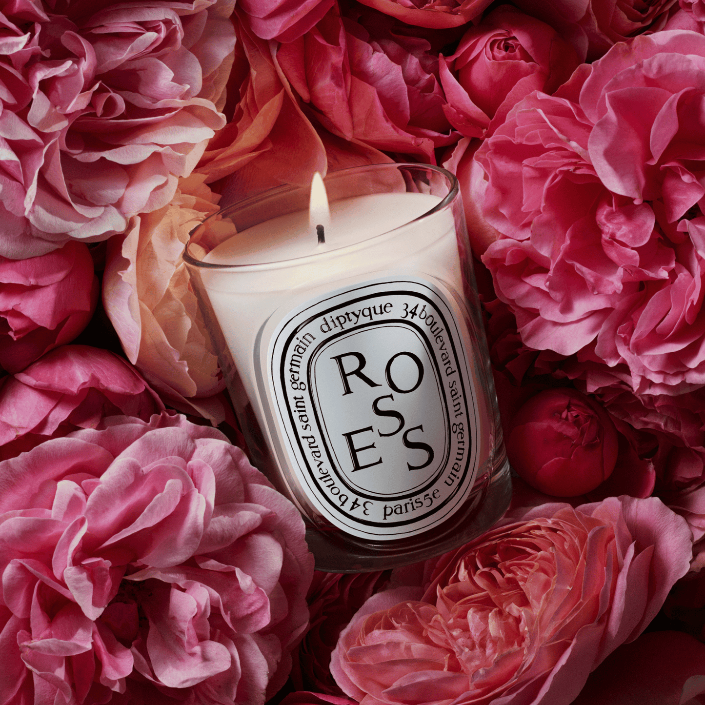 Alternate Image of Roses Classic Candle, clear glass candle