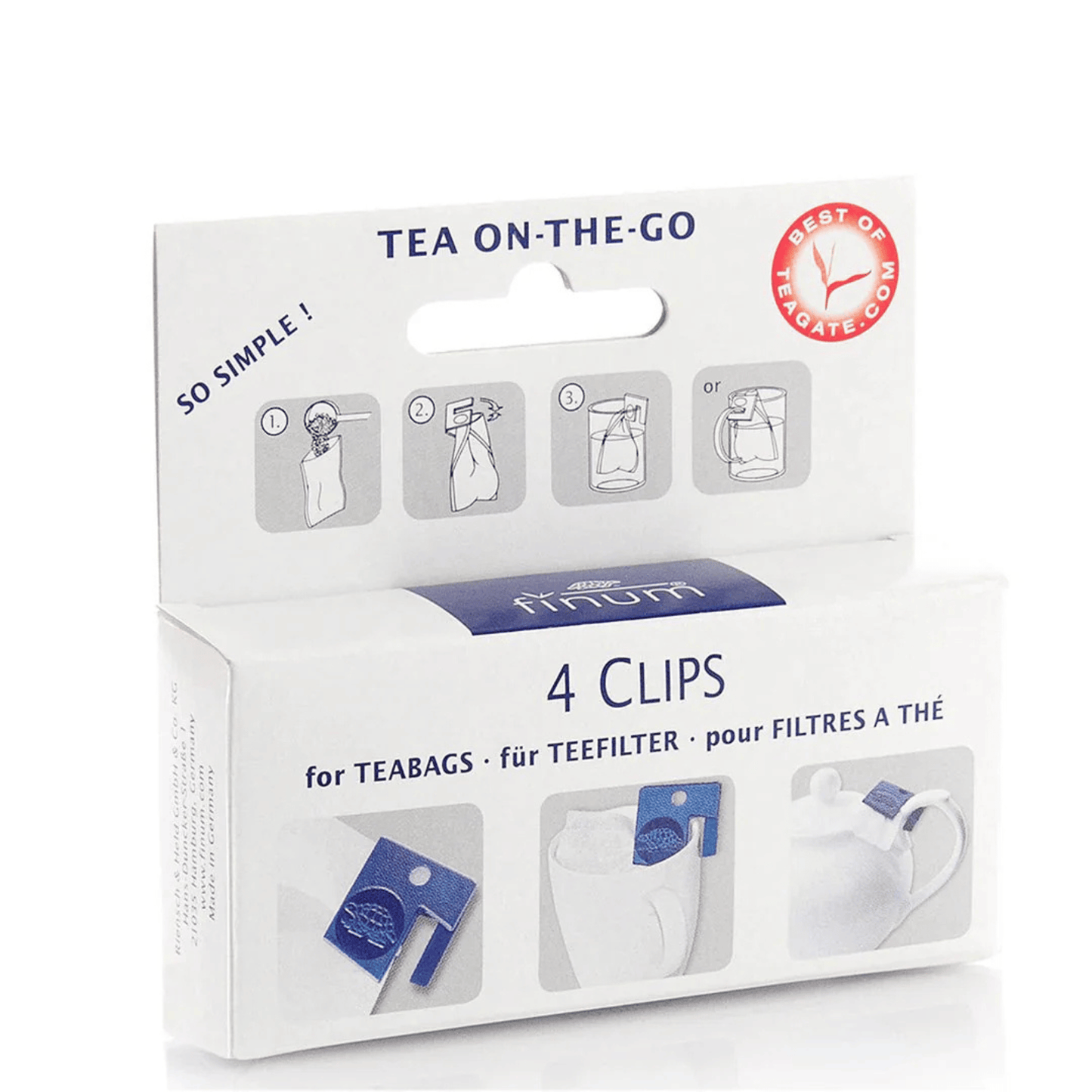 Primary Image of Tea Clip Filter Holders, white and blue box