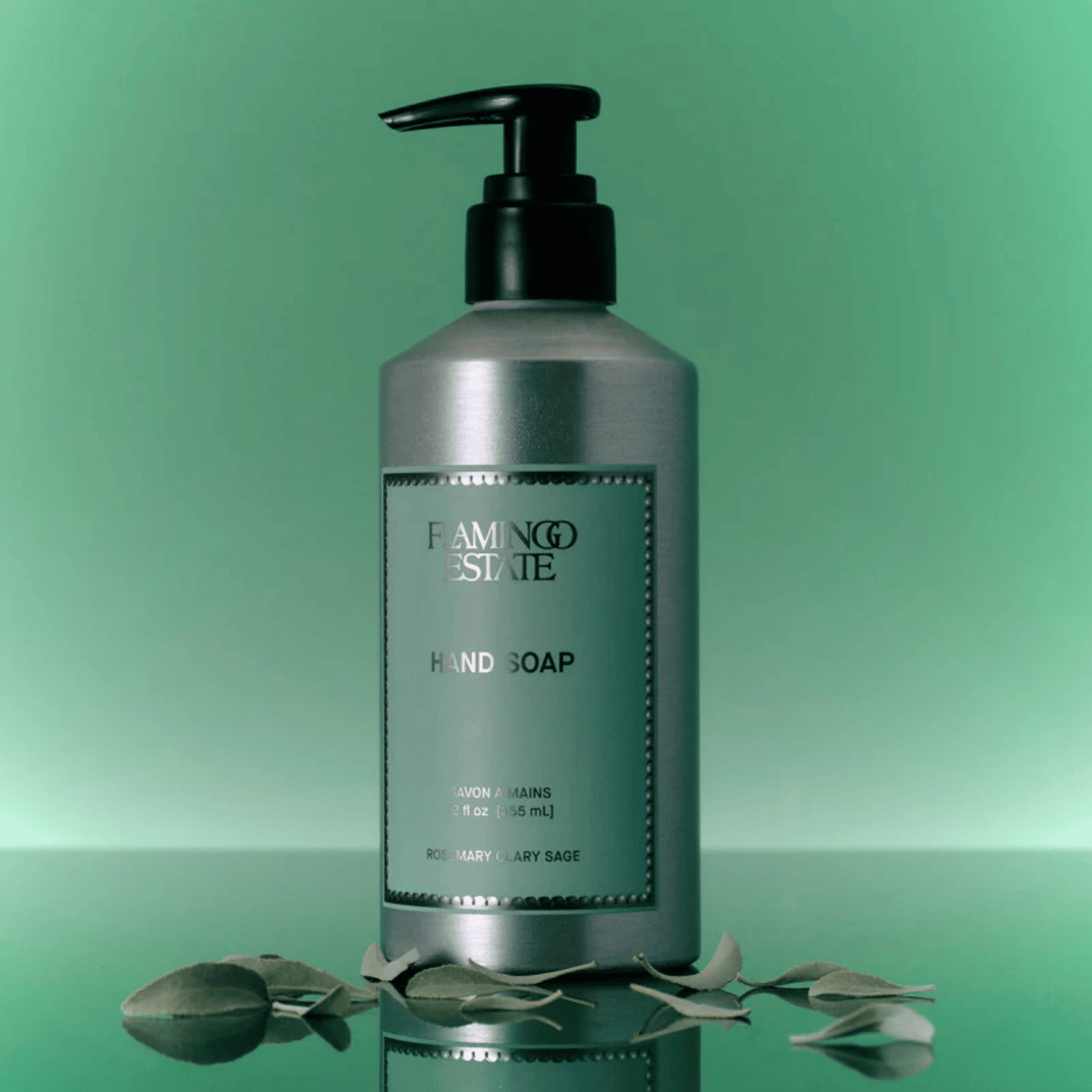 Alternate Image of Rosemary Clary Sage Hand Soap, aluminum hand soap bottle with pump