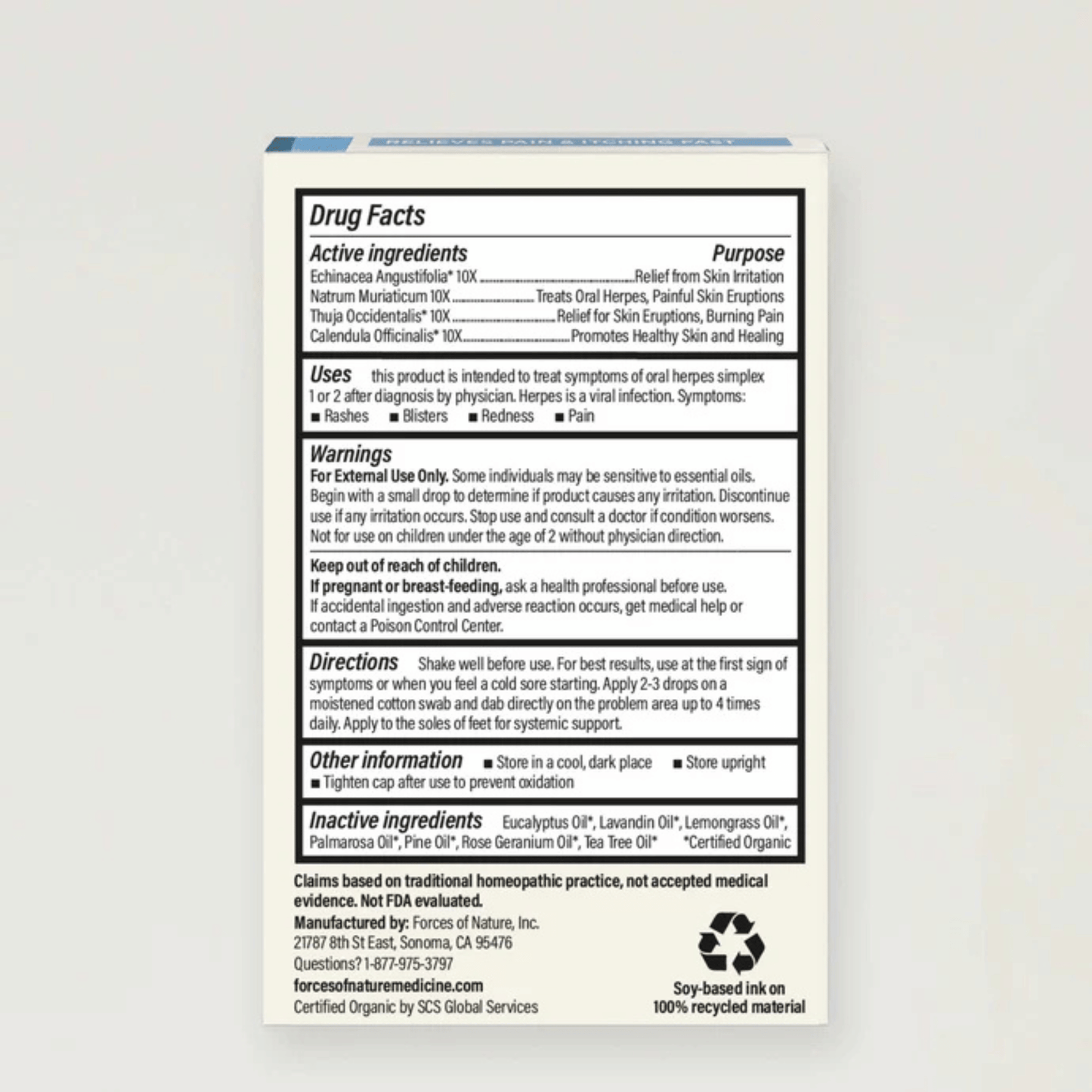 Alternate Image of Cold Sore Treatment Extra Strength Roll-On, box with ingredients