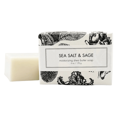 Primary Image of Sea Salt & Sage Shea Butter Bar Soap, bar woap with black and white wrapper