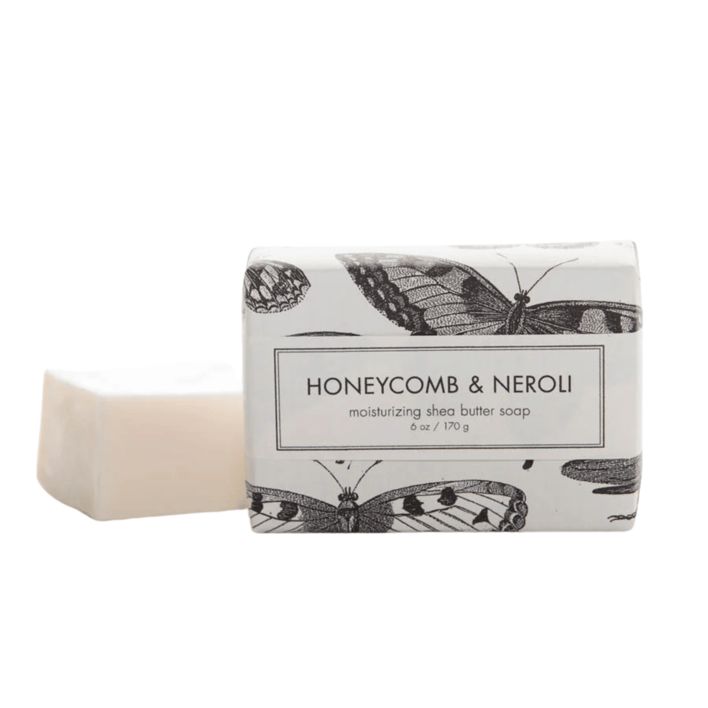 Primary Image of Honeycomb & Neroli Butter Bar Soap, bar soap with black and white wrapper