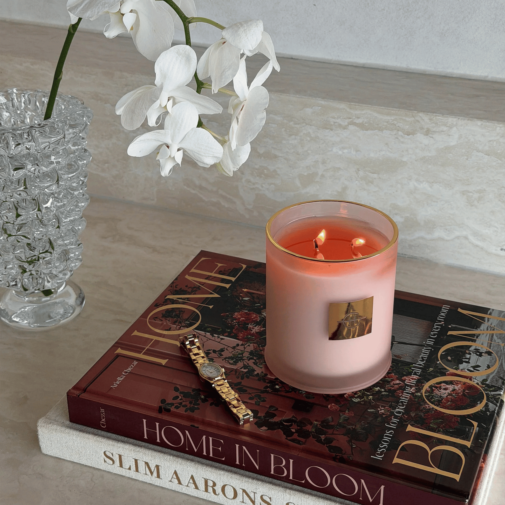 Alternate Image of Radiance In Bloom Candle, pink candle