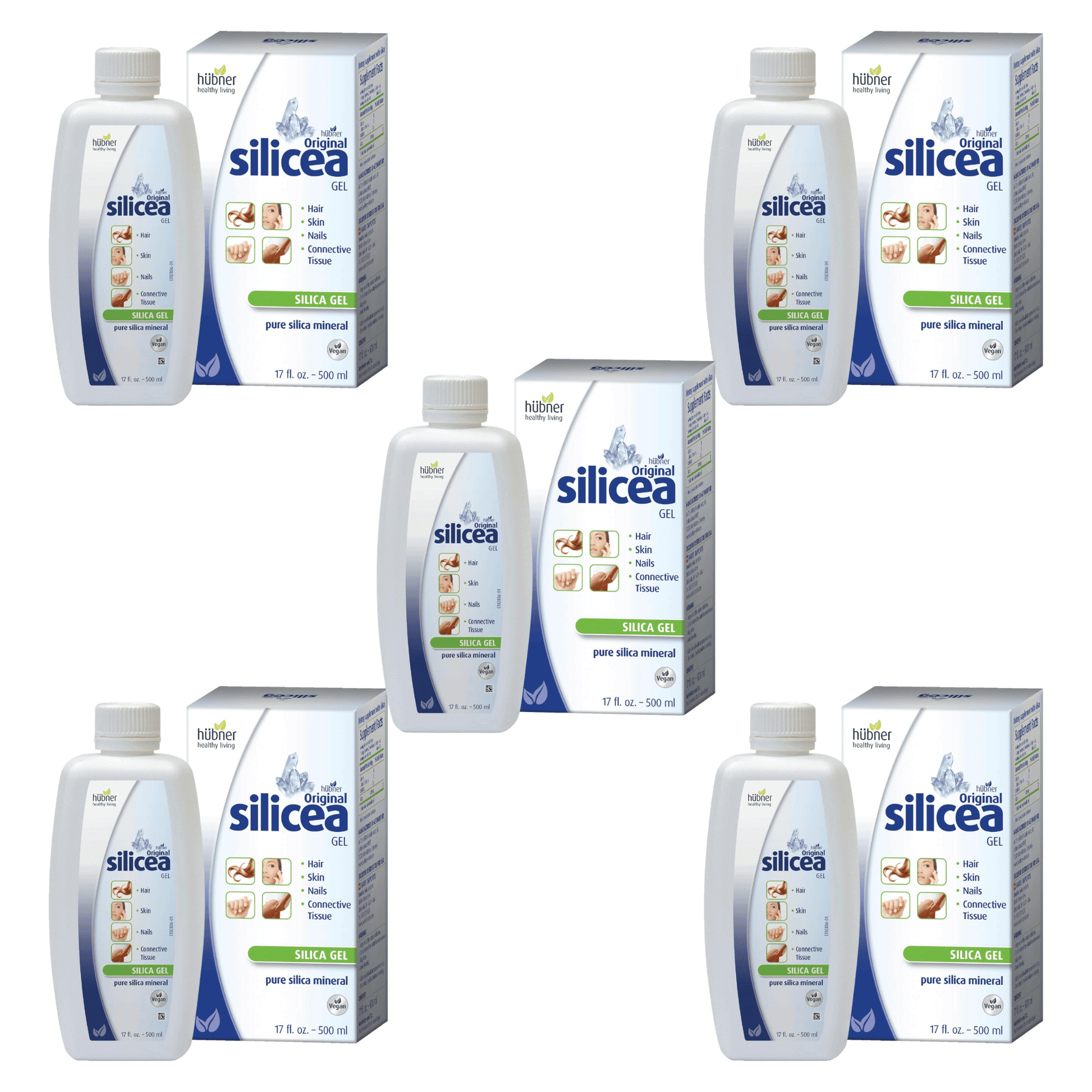 Primary Image of Original Silicea Gel 5 Pack, whit and blue bottle and box