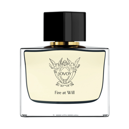 Primary Image of Fire at Will EDP, clear glass rectangular perfume bottle with black lid