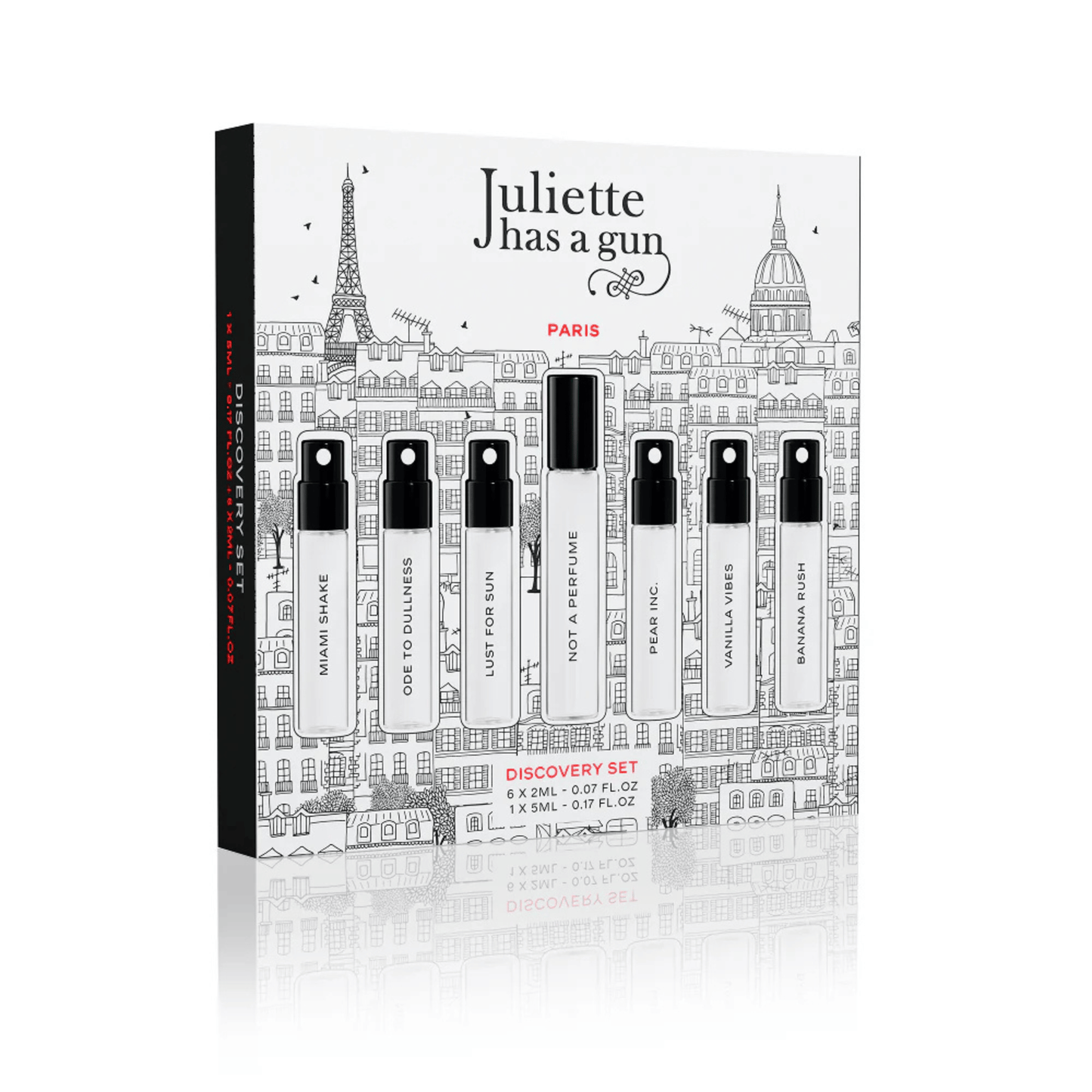 Primary Image of Discovery Set with Banana Rush, black and white boxed perfume sample set