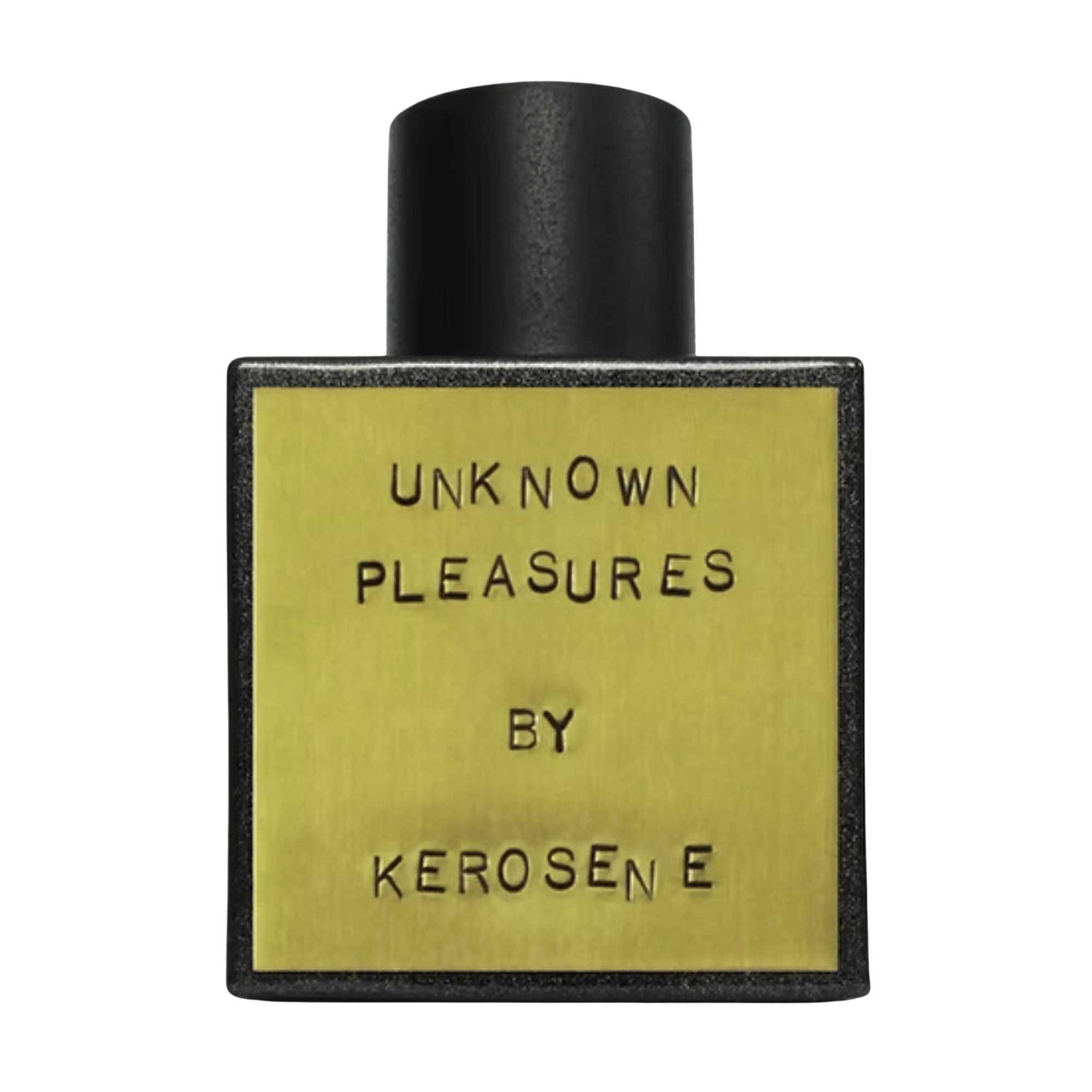 Primary Image of Unknown Pleasures Eau De Parfum, black bottle with brass label