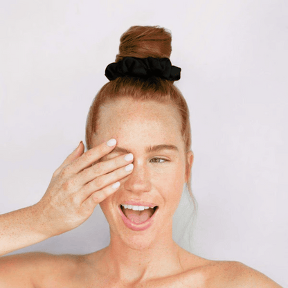 Alternate Image of Black Satin Scrunchies