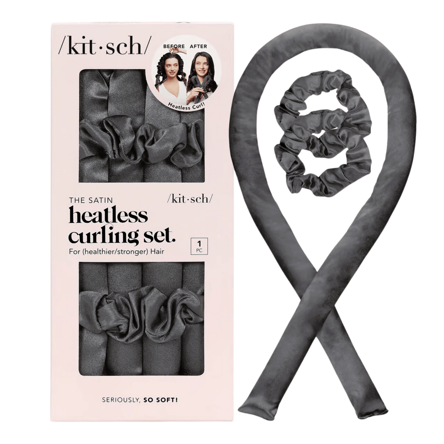 Primary Image of Charcoal Satin Heatless Curling Set