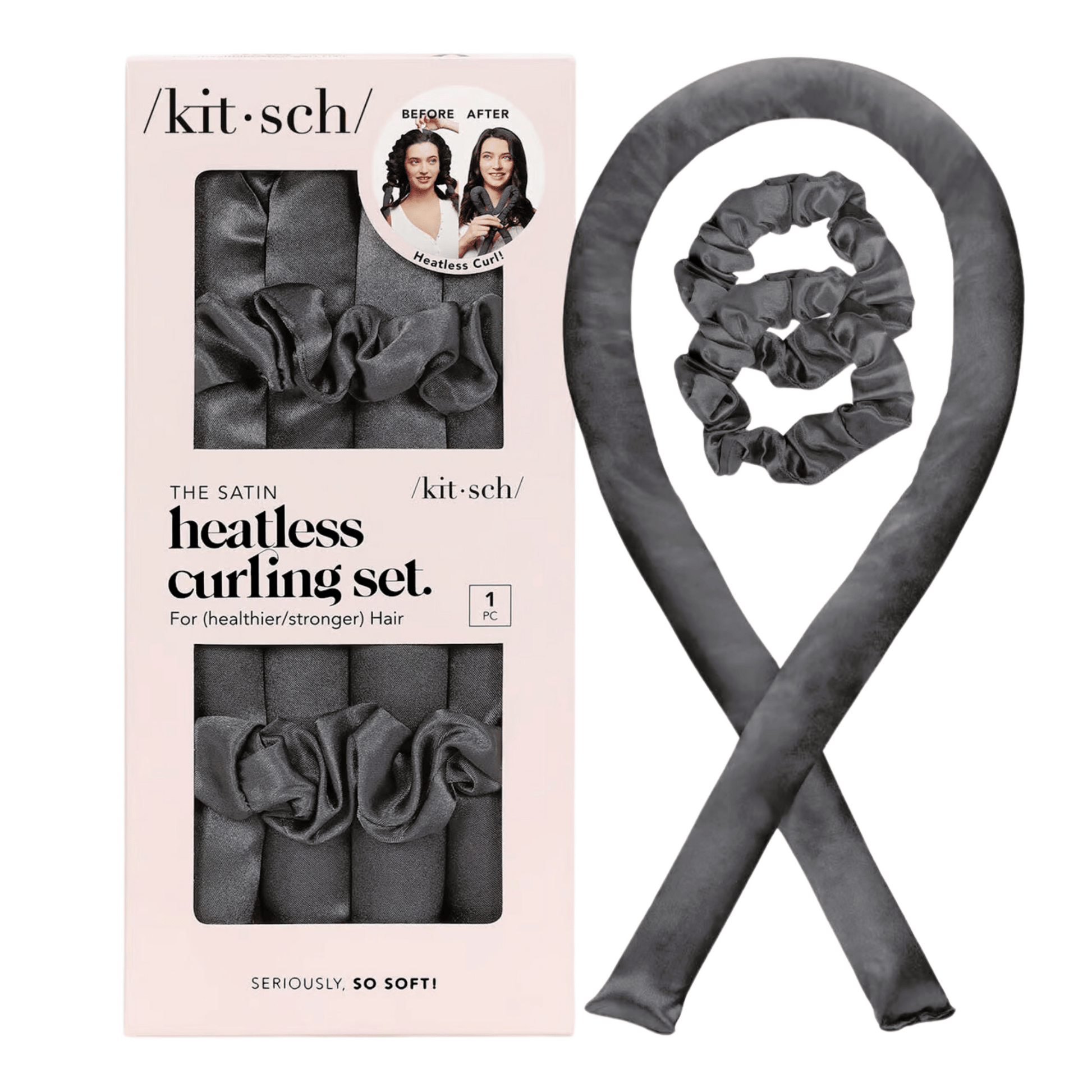 Primary Image of Charcoal Satin Heatless Curling Set