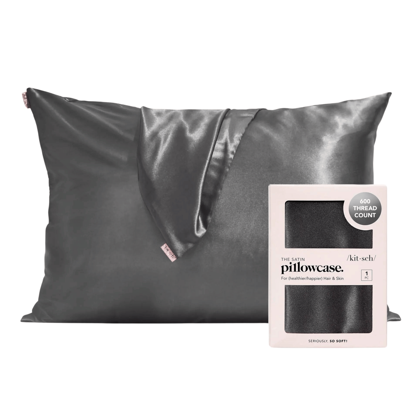Alternate Image of Charcoal Satin Pillowcase