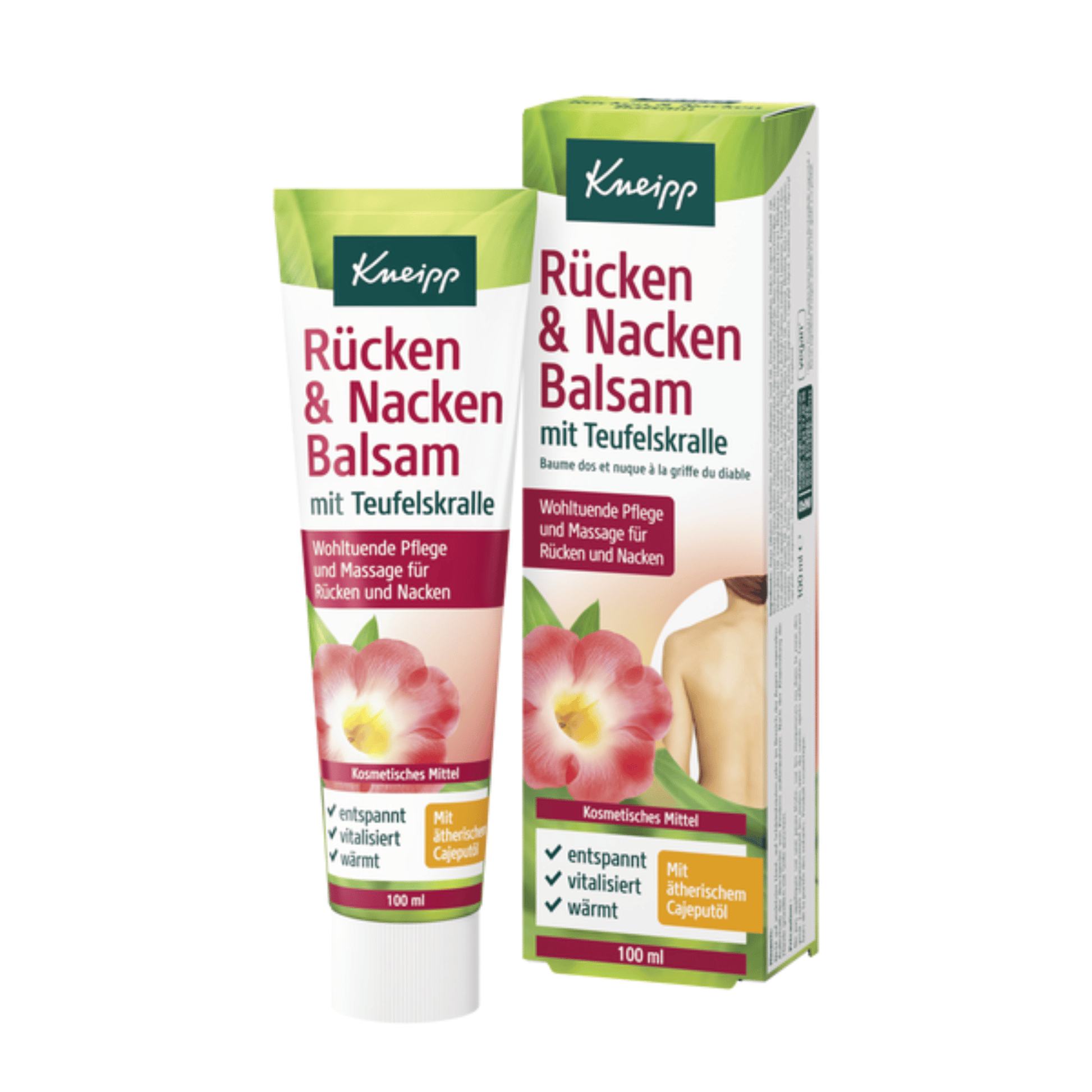 Primary Image of Back & Neck Balm, green white and green tube and box