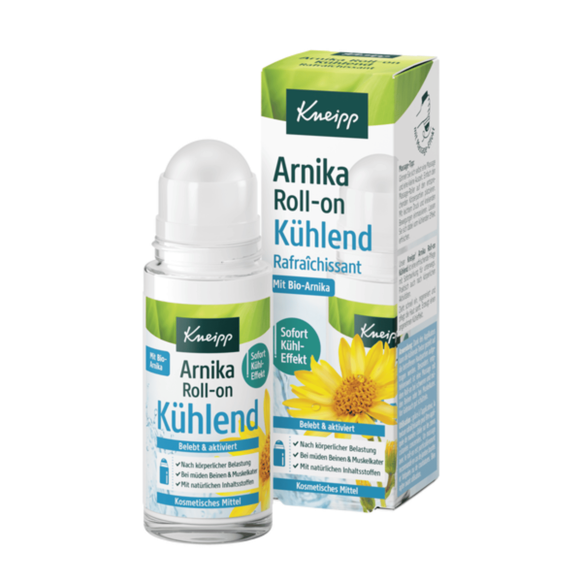 Primary Image of Cooling Arnica Roll-On, green and white box and bottle