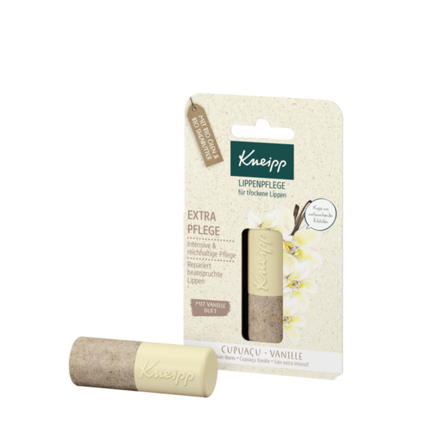 Primary Image of Extra Care Lip Balm, beige lip balm and paper package