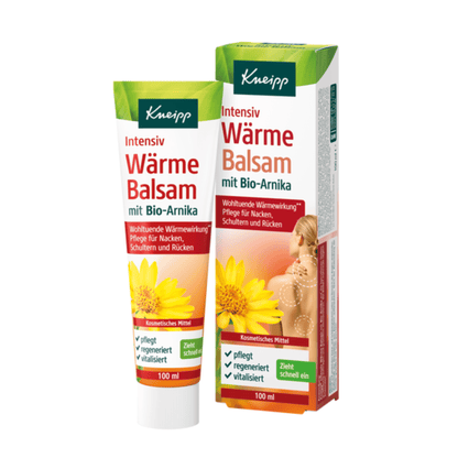 Primary Image of Intensive Warming Balm With Organic Arnica, white orange and green tube and box