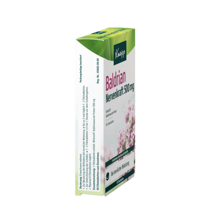 Alternate Image of Valerian Nerve Strength 500mg, herbal supplement box with German writing