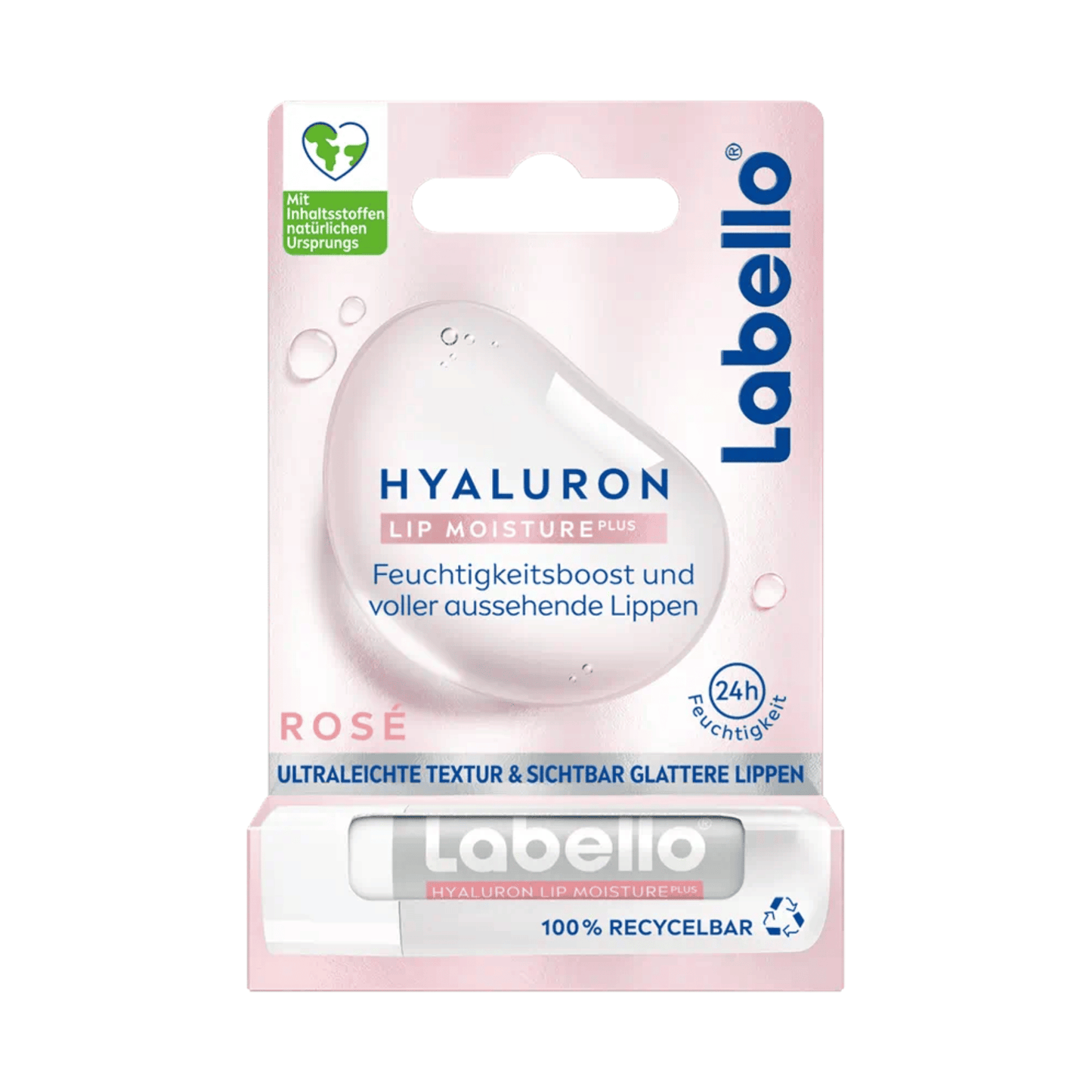 Primary Image of Hyaluron Lip Moisture PLUS Rose, light pink twist up lip balm