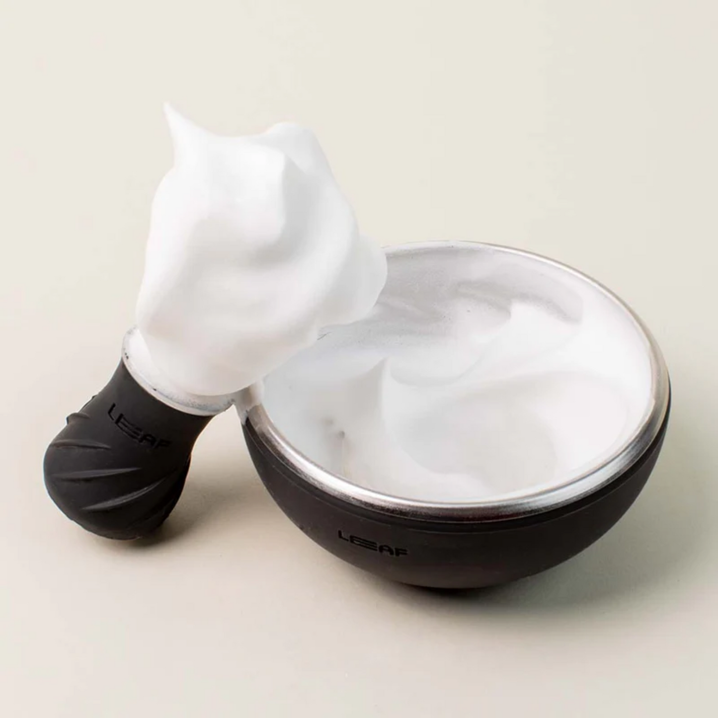 alternate image of leaf black shave bowl and brush set 