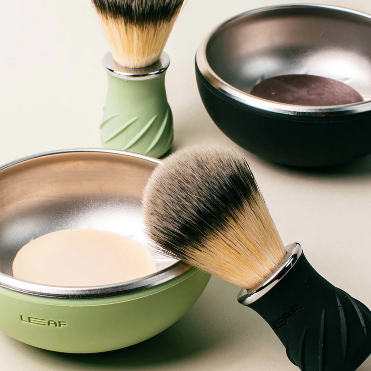 alternate image of leaf shaving brush and bowl set